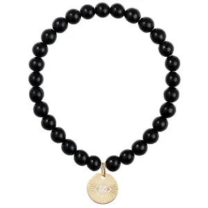Eye of Providence & Protection Gemstone Bracelet - Gold / Black
