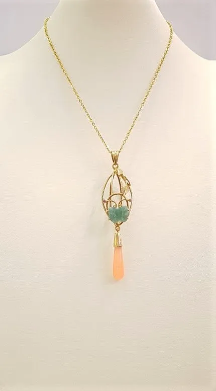 Gazebo Terra Firma Pendant with Green Jade Butterflly