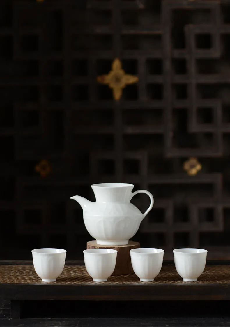 Gohobi Jade White Lotus Tea Cup Teapot Pitcher