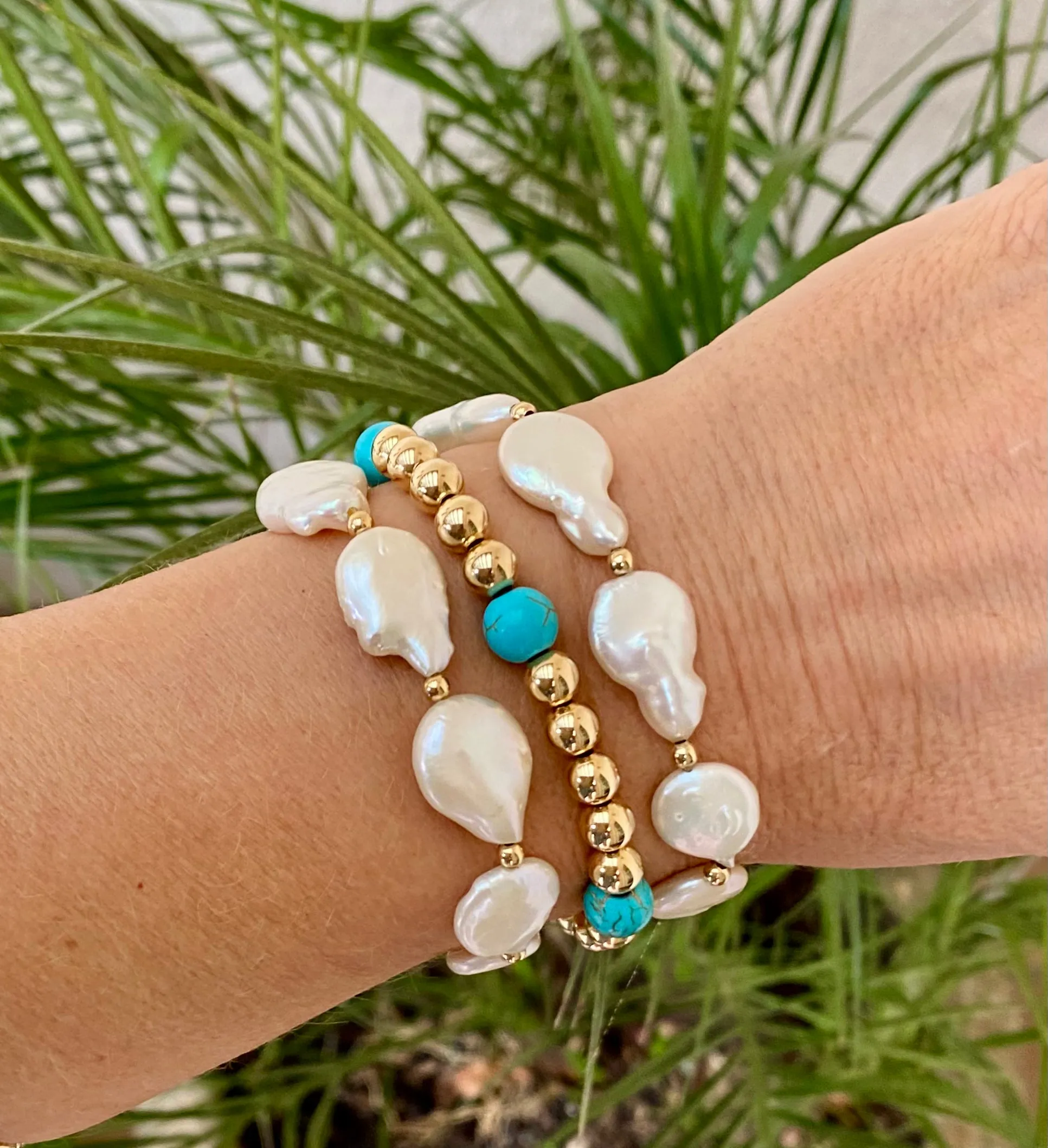 Gold Beads with Howlite