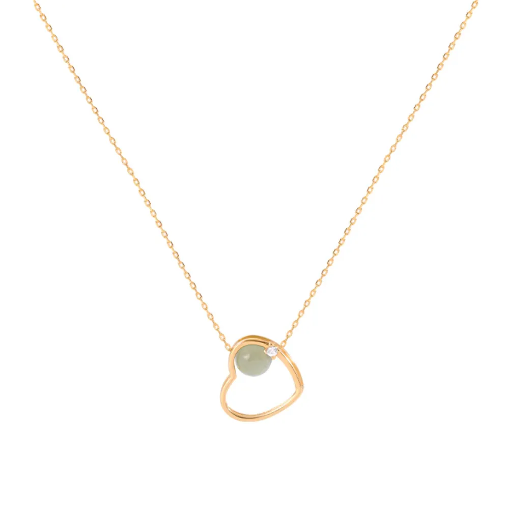 Golden Heart Theme Jade Necklace