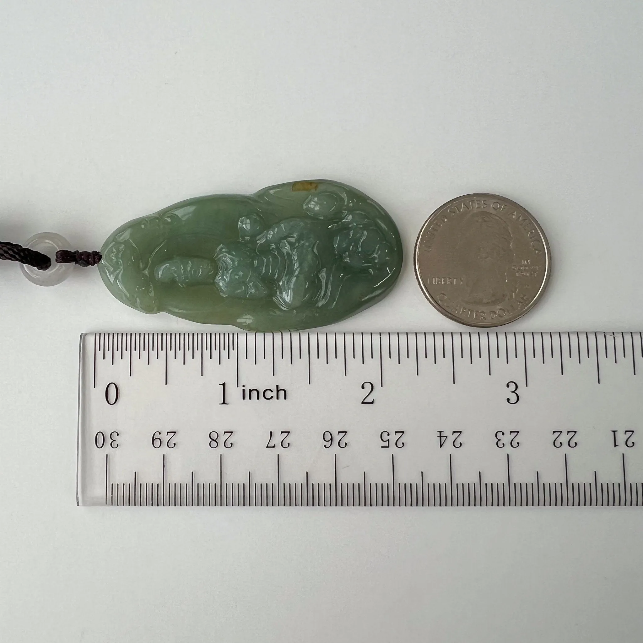 Green Jadeite Jade Guan Yin Avalokiteshvara, 观音, Hand Carved Pendant Necklace, BGC-1122-0027600