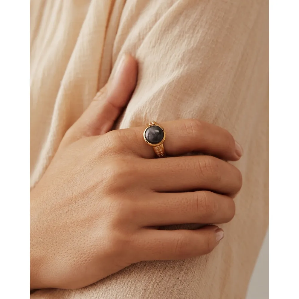 Grey Sapphire Cocktail Ring, Size N 1/2 - Gold - RG10215-GGS