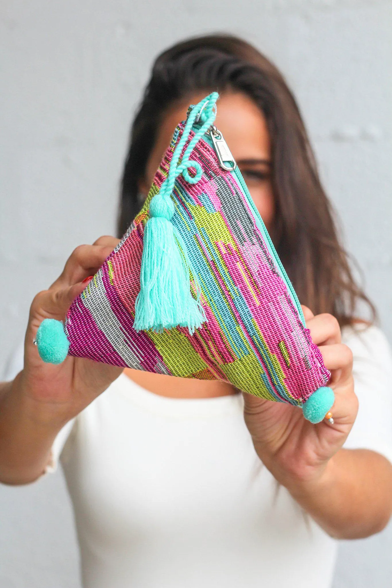 Jade Multi Color Triangular Mini Bag
