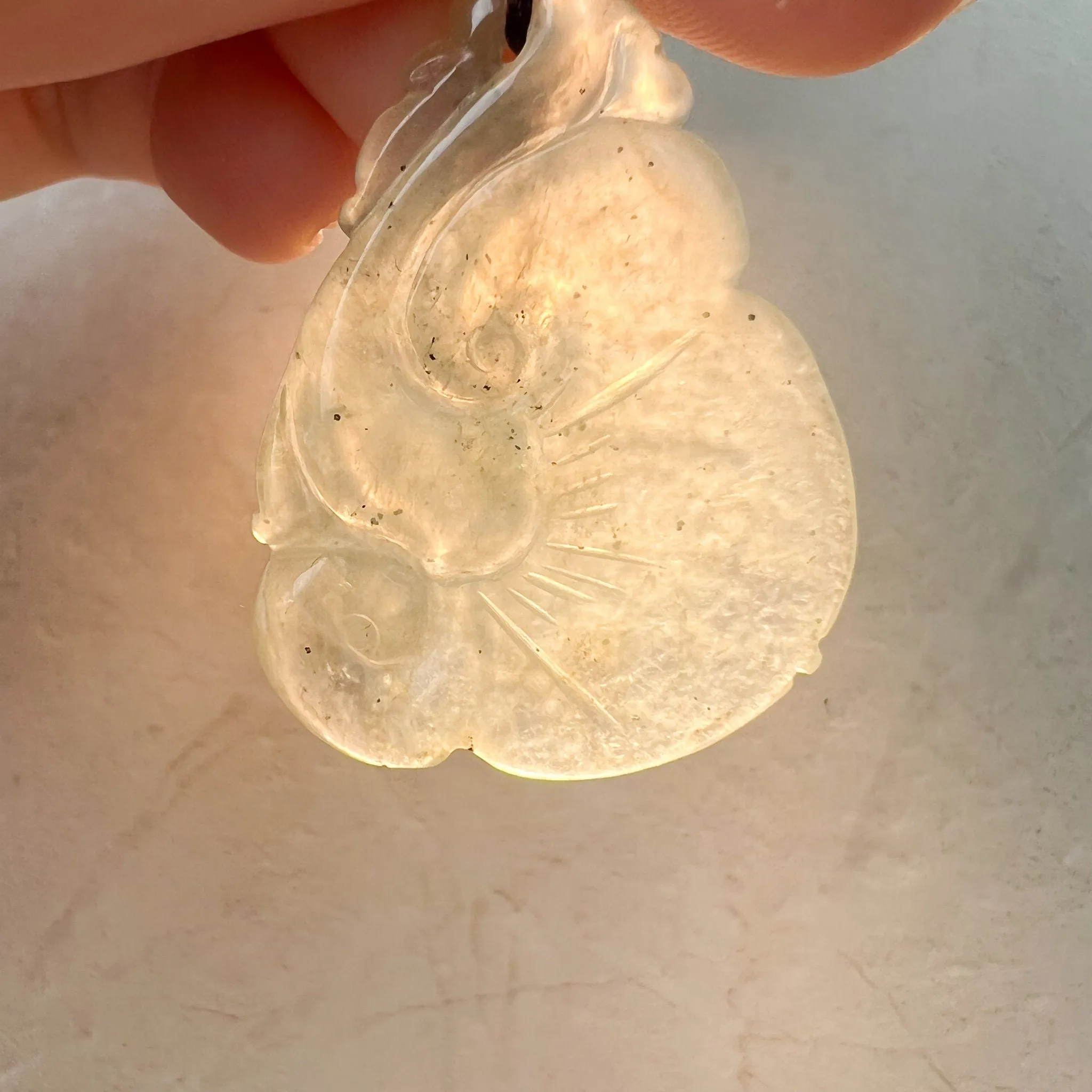 Jade Ruyi, Lucky Pendant, Icy Jadeite Jade Translucent Hand Carved Necklace, YW-0110-1646979591