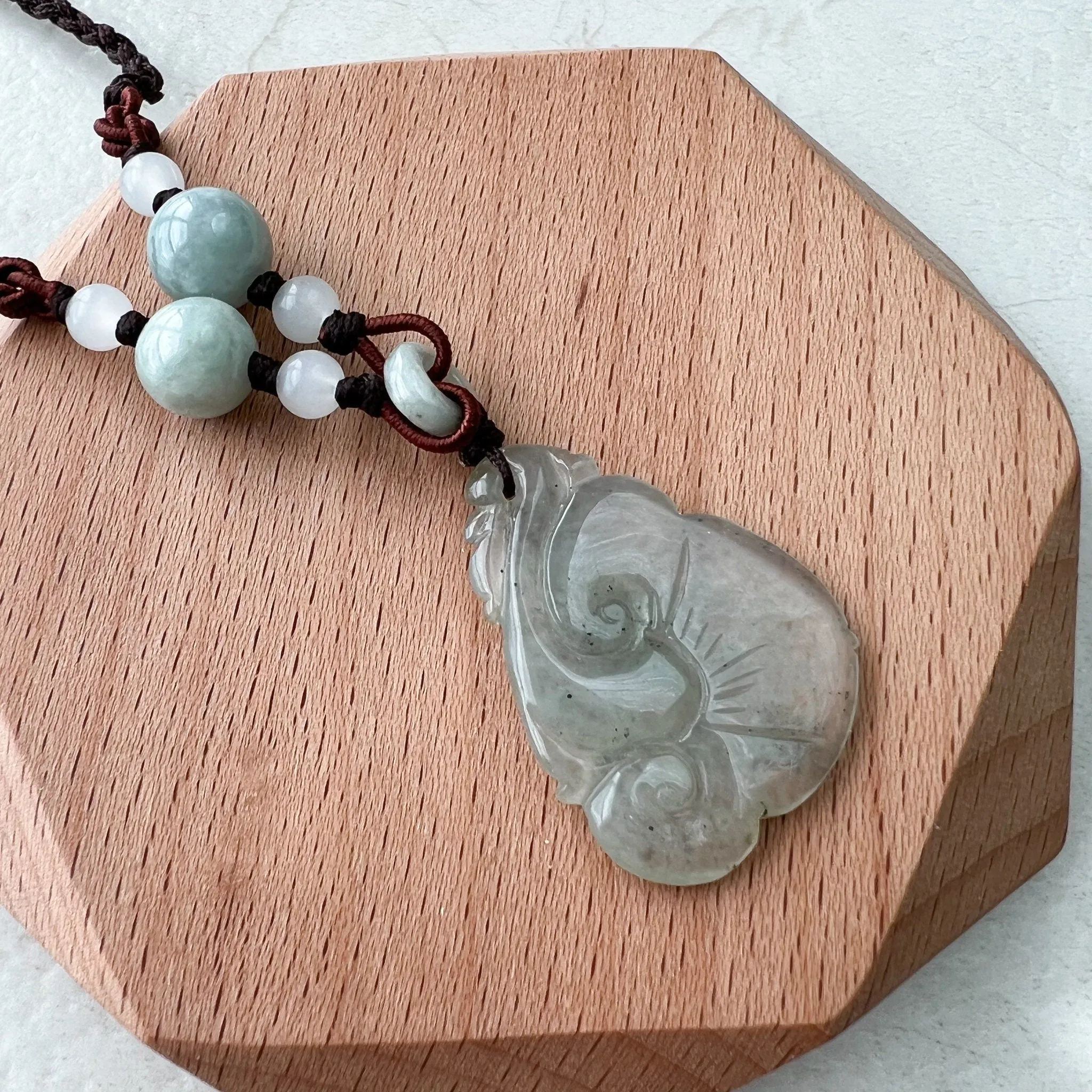 Jade Ruyi, Lucky Pendant, Icy Jadeite Jade Translucent Hand Carved Necklace, YW-0110-1646979591