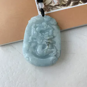 Jadeite Jade Dragon Chinese Zodiac Hand Carved Pendant Necklace, YW-0110-1646799827