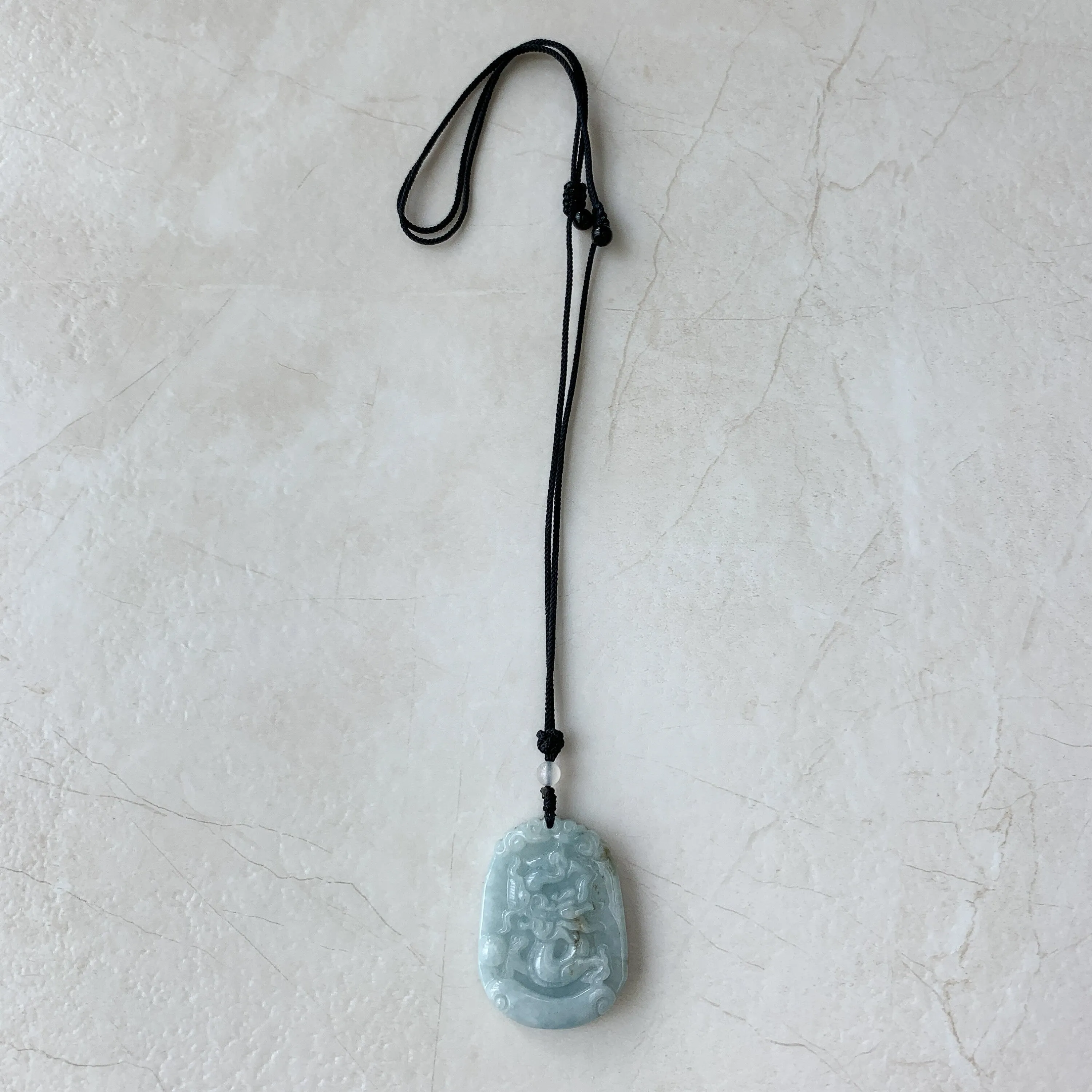 Jadeite Jade Dragon Chinese Zodiac Hand Carved Pendant Necklace, YW-0110-1646799827