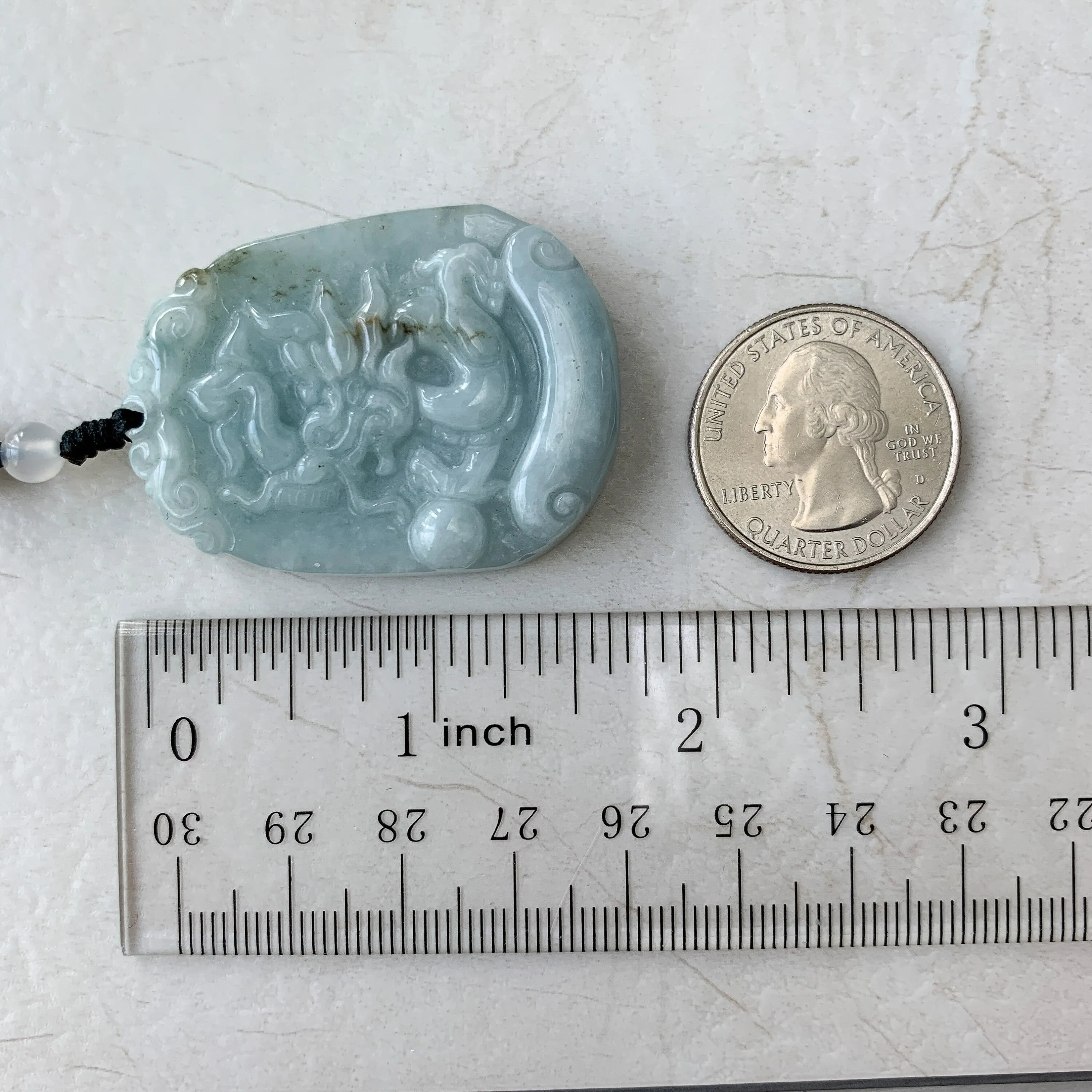 Jadeite Jade Dragon Chinese Zodiac Hand Carved Pendant Necklace, YW-0110-1646799827