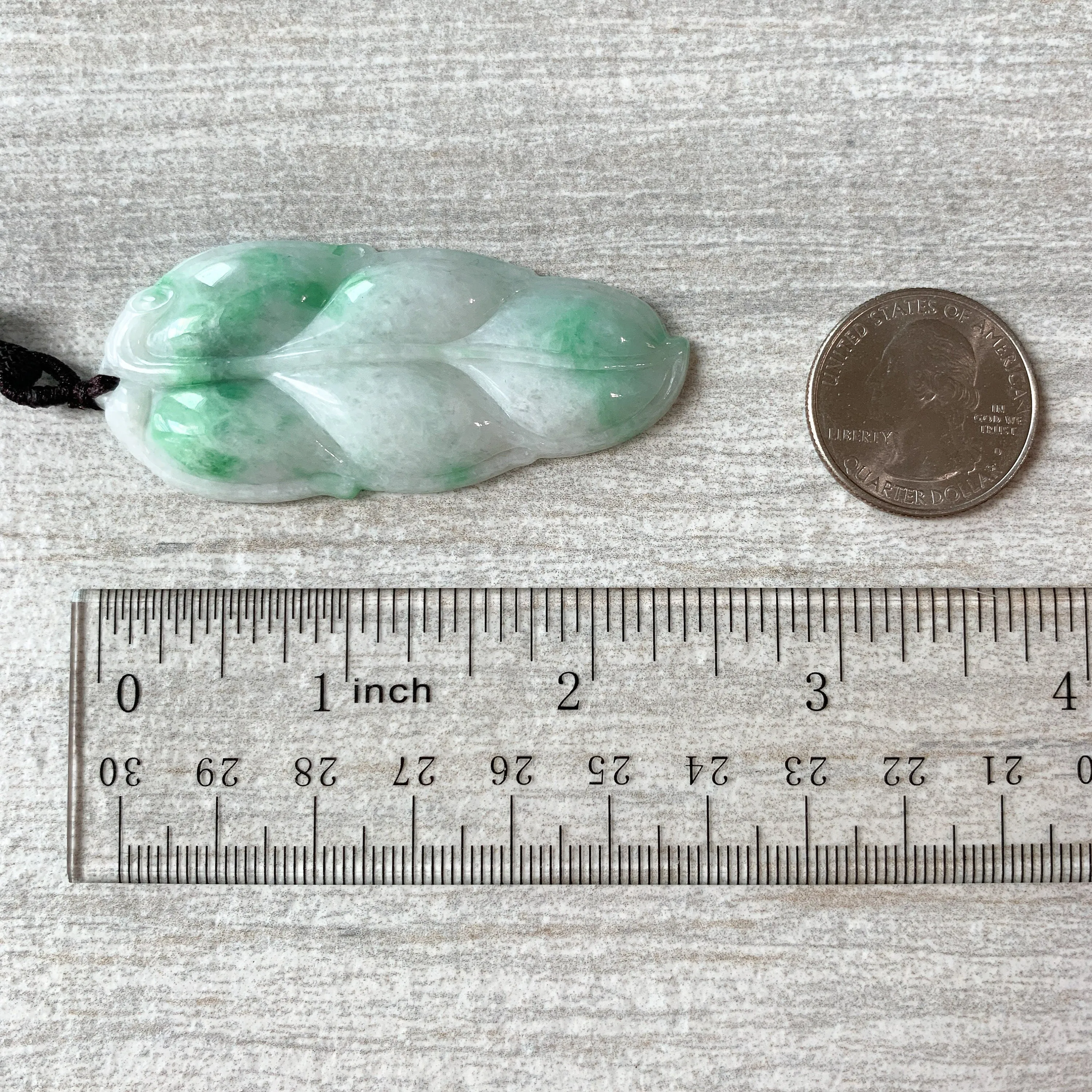 Jadeite Jade Leaf Minimalist Pendant Hand Carved Necklace, YJ-0321-0383849-2