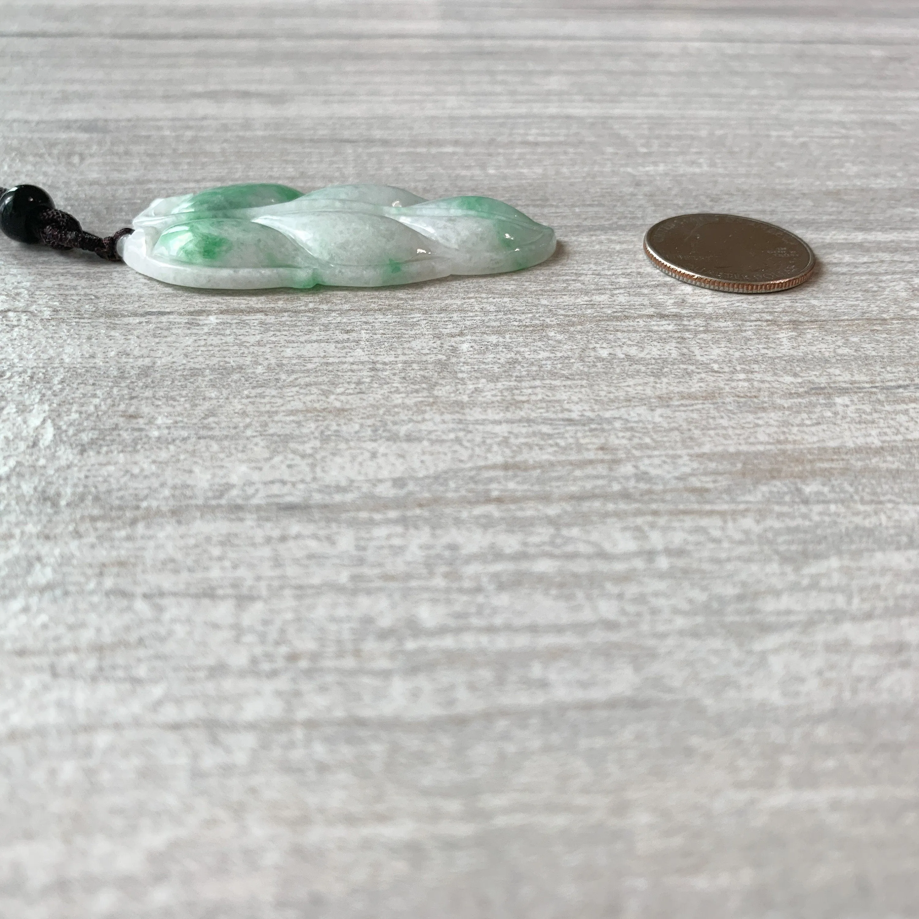 Jadeite Jade Leaf Minimalist Pendant Hand Carved Necklace, YJ-0321-0383849-2