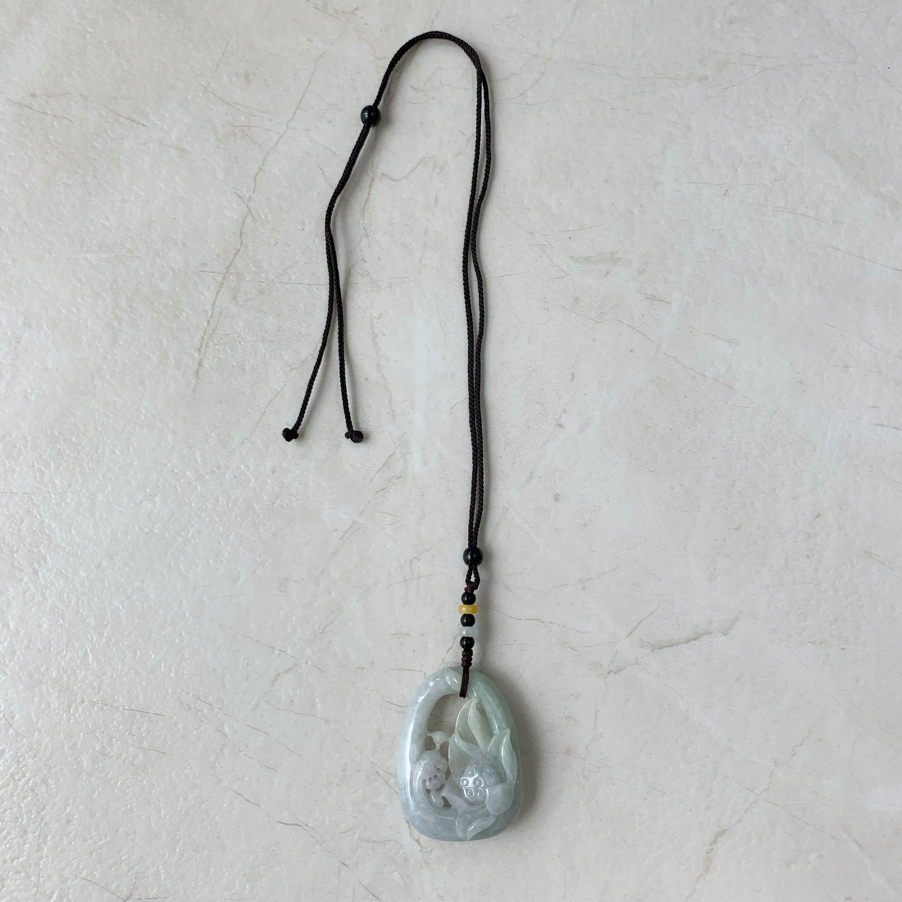 Jadeite Jade Lotus Flower Hand Carved Necklace, YJ-0321-0430260