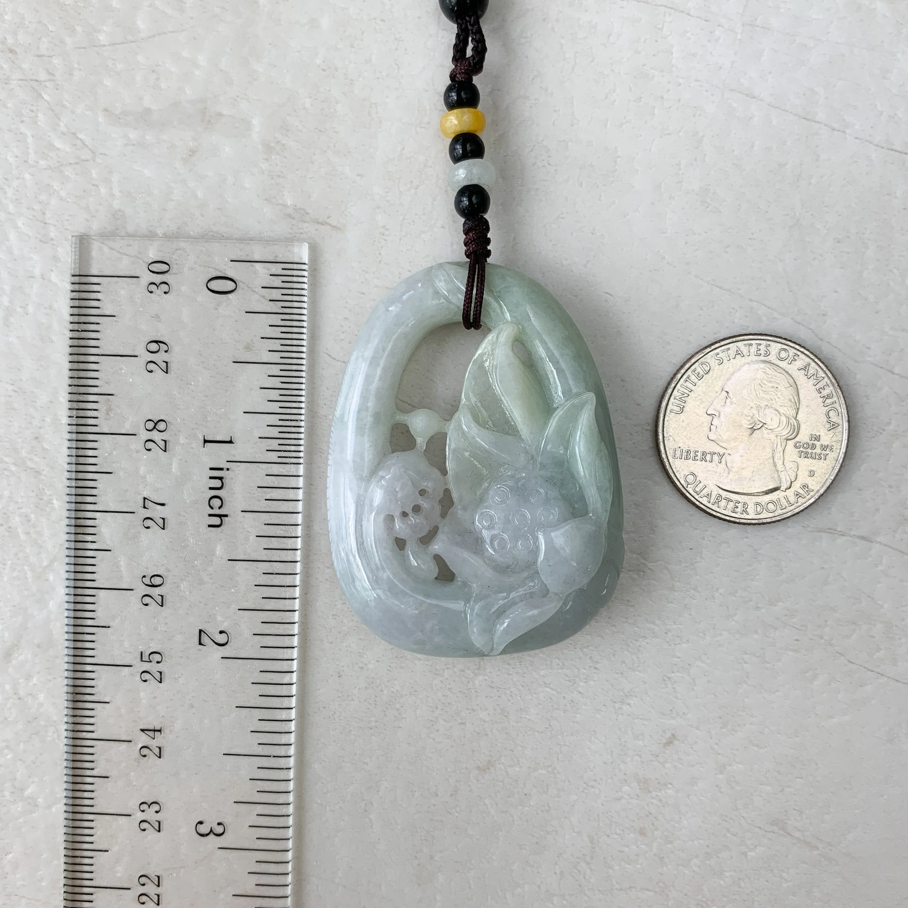 Jadeite Jade Lotus Flower Hand Carved Necklace, YJ-0321-0430260