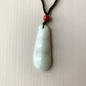 Jadeite Jade Lucky Pea Carved Necklace, Jade Necklace, BJ-0621-0082