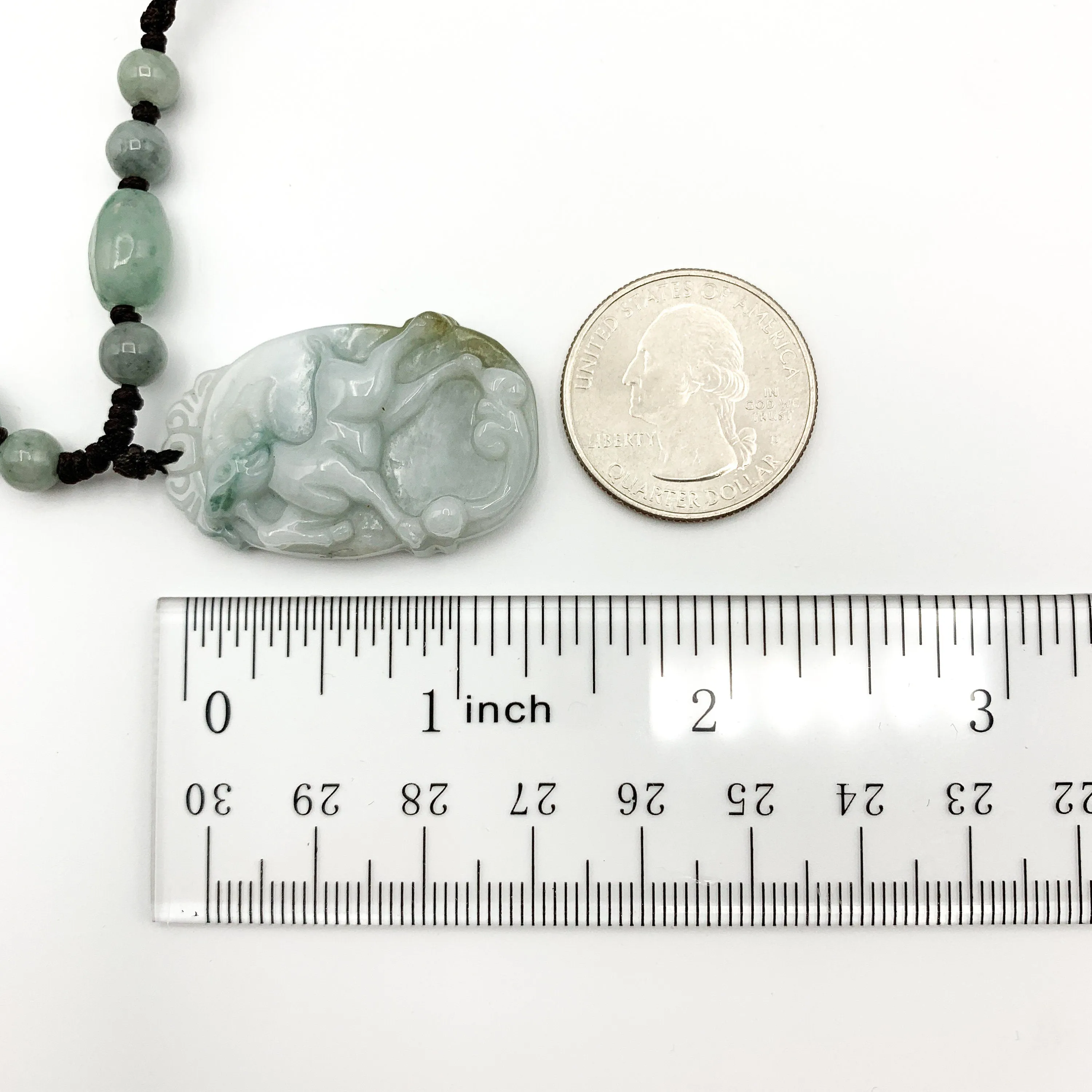Jadeite Jade Sheep Goat Ram Chinese Zodiac Carved Pendant Necklace, YW-0321-1646246117
