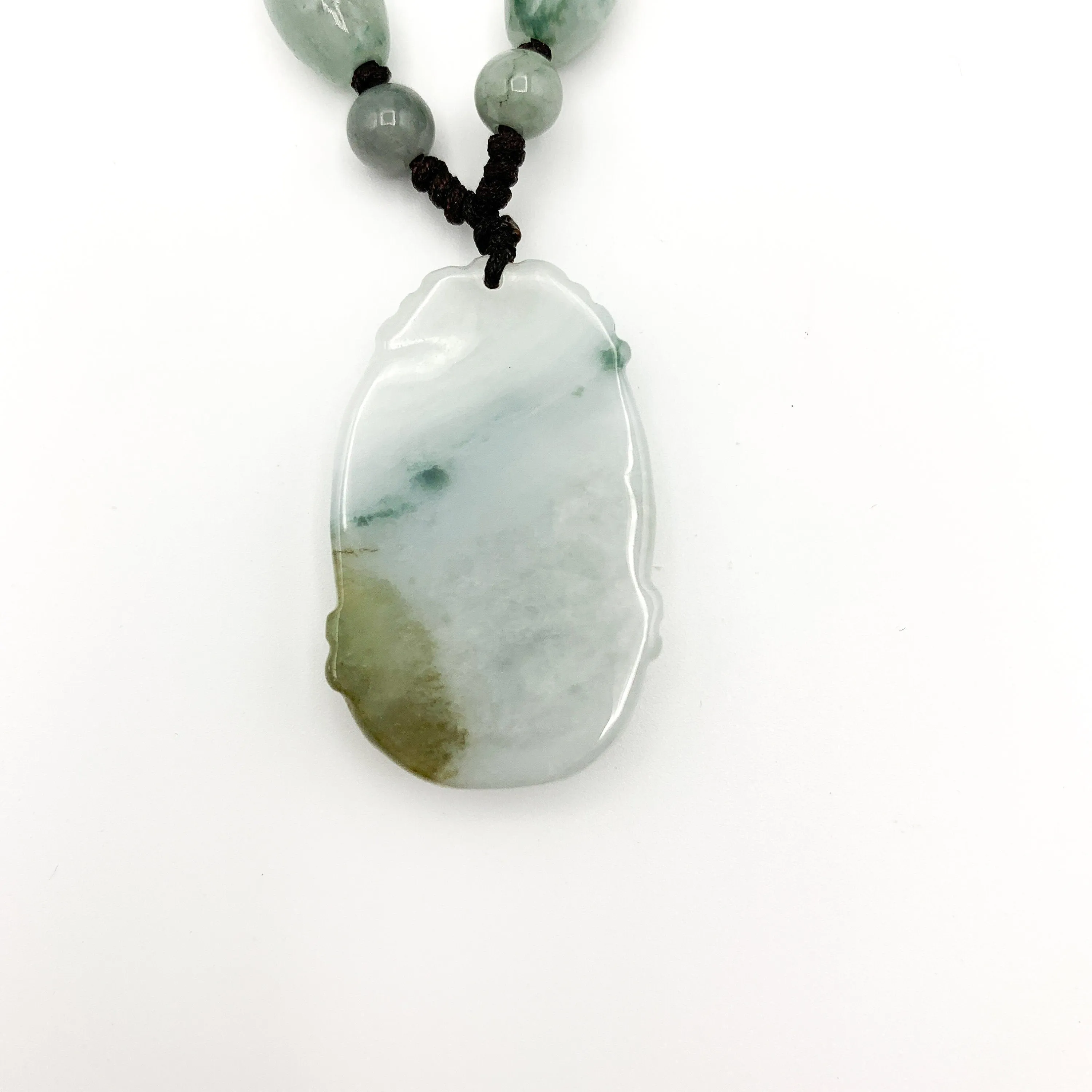 Jadeite Jade Sheep Goat Ram Chinese Zodiac Carved Pendant Necklace, YW-0321-1646246117