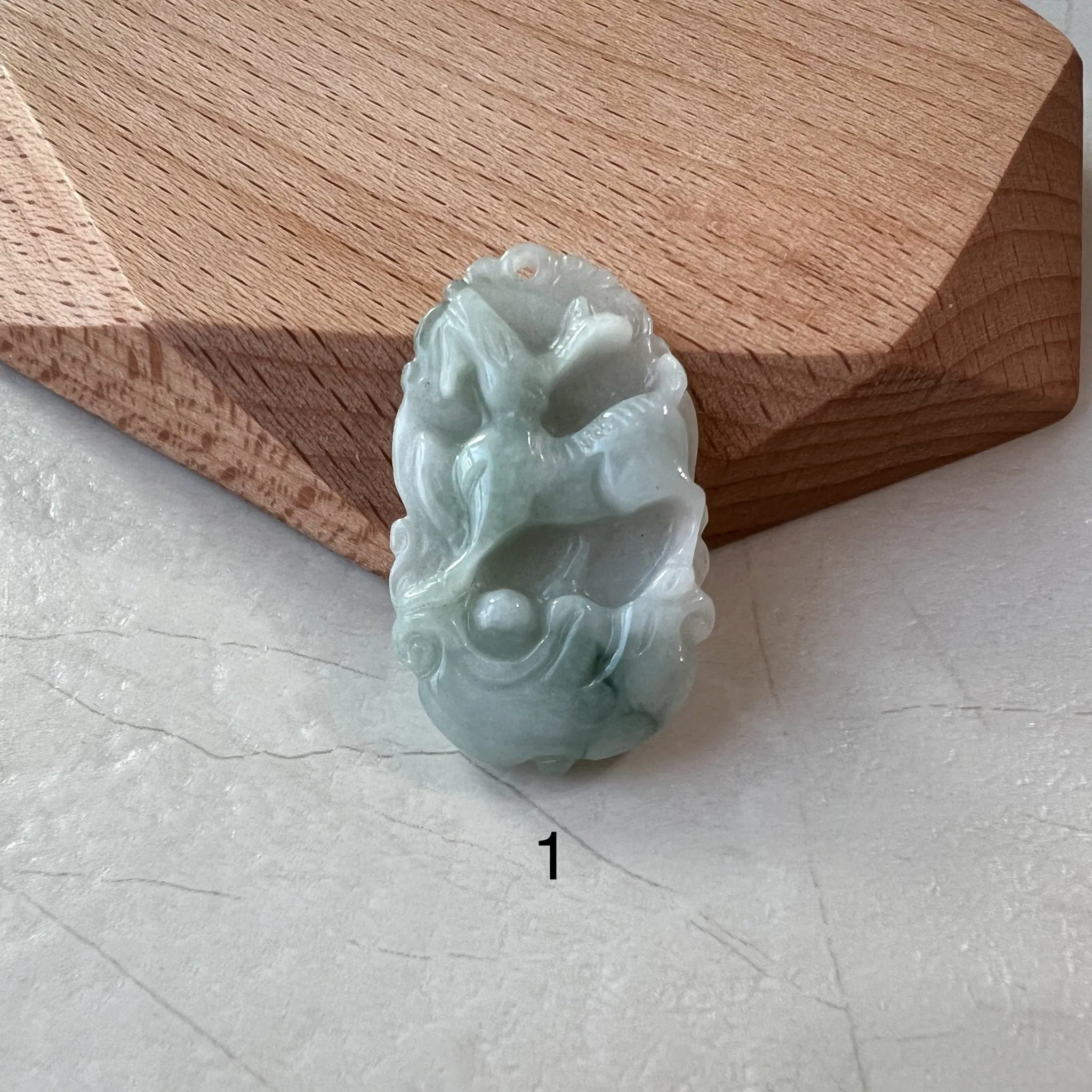 Jadeite Jade Sheep Goat Ram Chinese Zodiac Carved Pendant Necklace, YW-0321-1646926431
