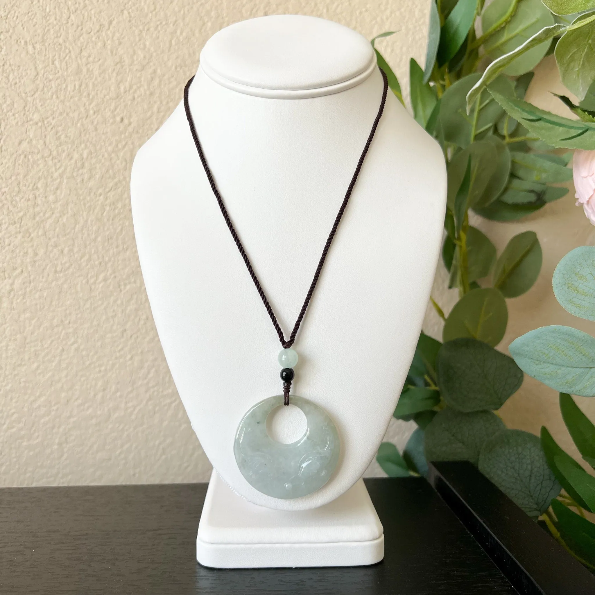 Jadeite Jade Twin Fish, Pisces Zodiac Horoscope Necklace, Hand Carved Pendant Necklace, YJ-1221-0315209-2