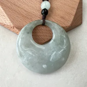Jadeite Jade Twin Fish, Pisces Zodiac Horoscope Necklace, Hand Carved Pendant Necklace, YJ-1221-0315209-2