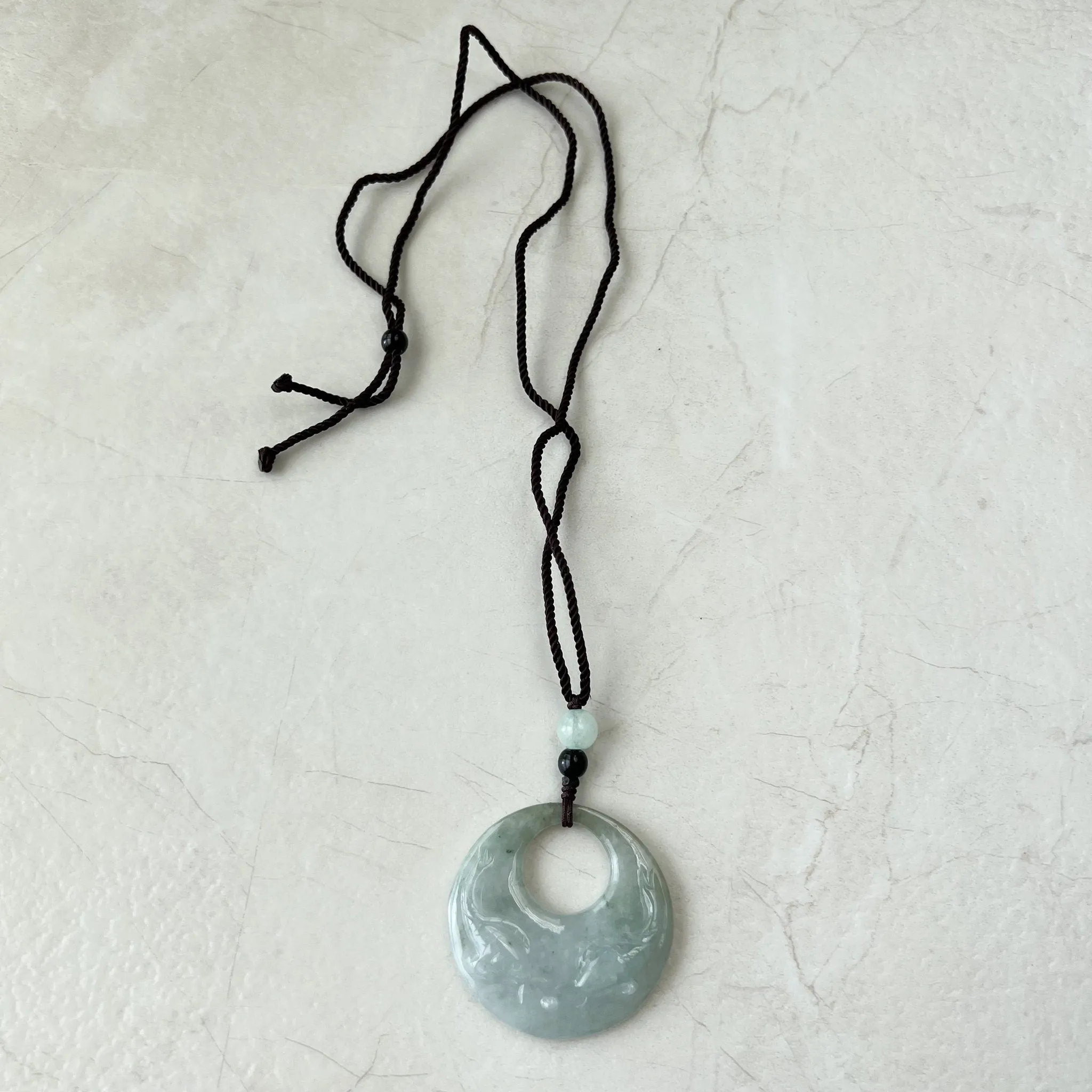 Jadeite Jade Twin Fish, Pisces Zodiac Horoscope Necklace, Hand Carved Pendant Necklace, YJ-1221-0315209-2
