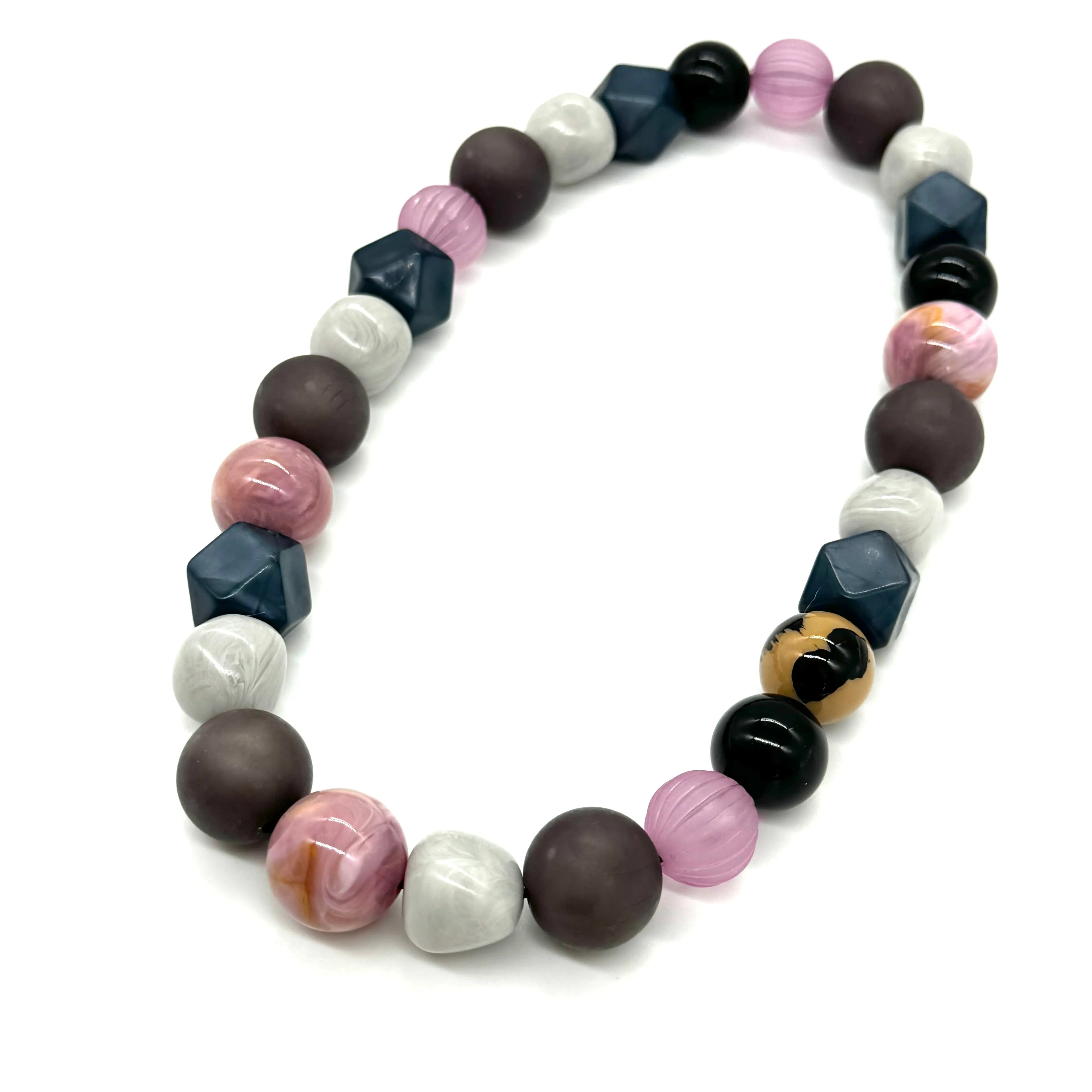 Lilac Cotton Greys - Stretch Bauble Necklace & Bracelet Collection