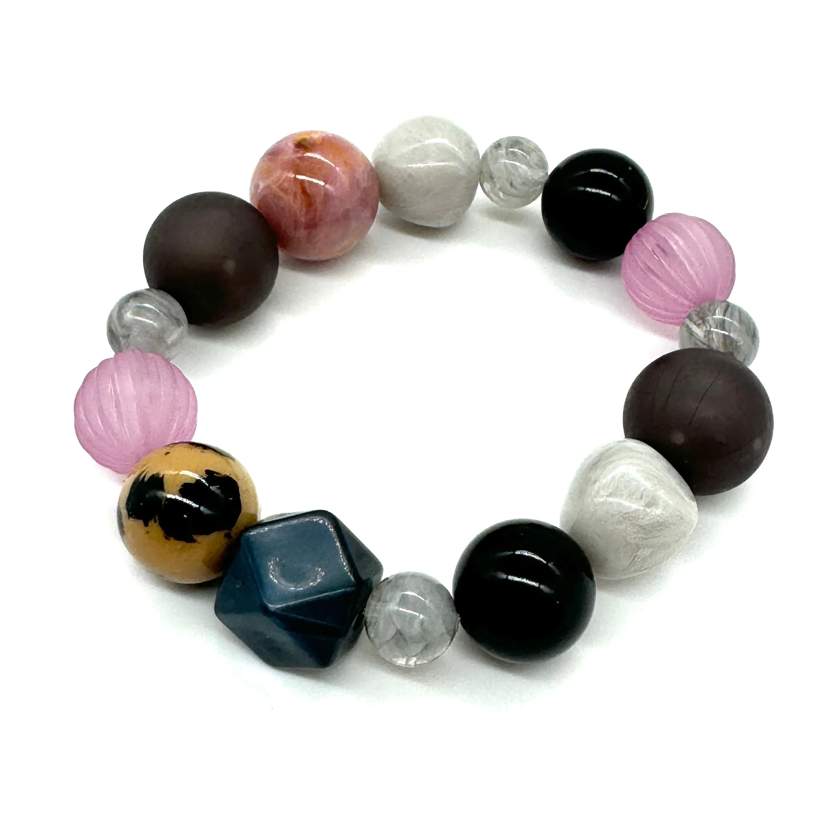 Lilac Cotton Greys - Stretch Bauble Necklace & Bracelet Collection