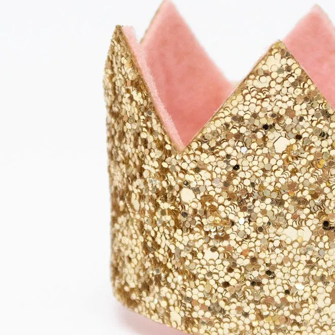 Meri Meri Mini Gold Glitter Crown Hair Clip