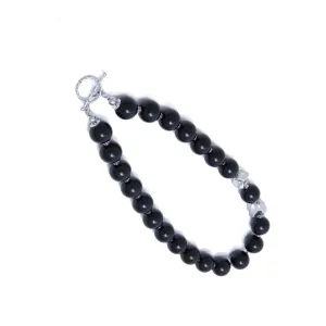 MILENA Necklace silver with onyx beaded