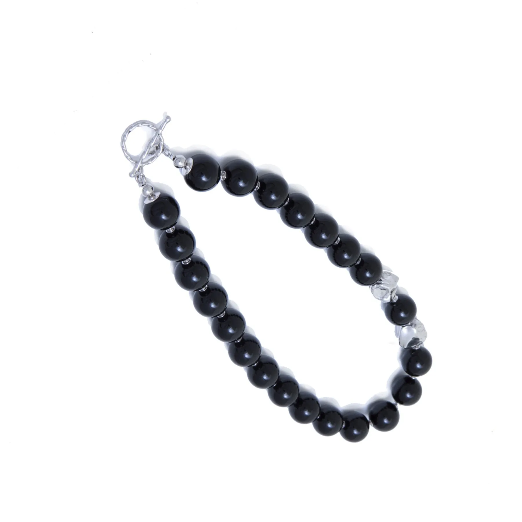 MILENA Necklace silver with onyx beaded