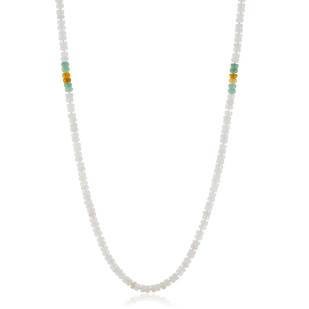 Multi-Color Jade Rondelle Long Necklace