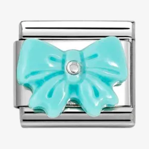 NOMINATION CLASSIC Silvershine Turquoise Blue Bow charm