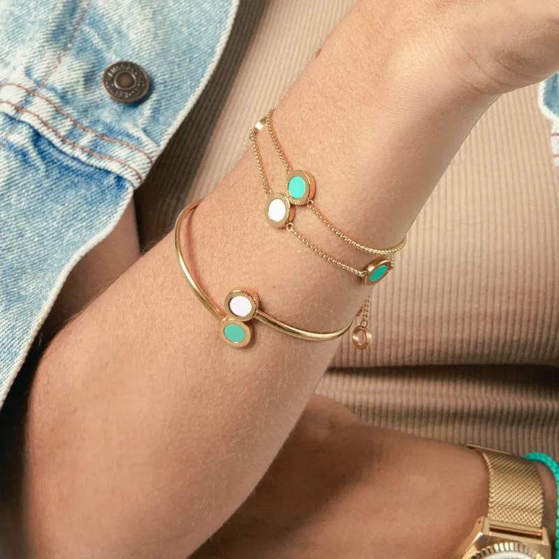 OCEAN TURQUOISE AND WHITE CHIPS TRIO BRACELET