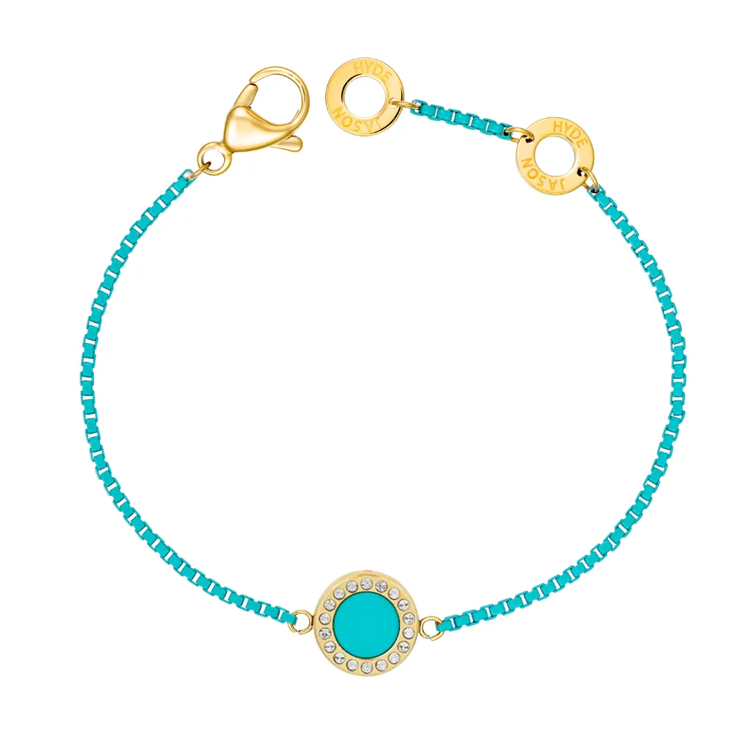 OCEAN TURQUOISE CHAIN TURQUOISE CHIP WITH ZIRCONIA BRACELET