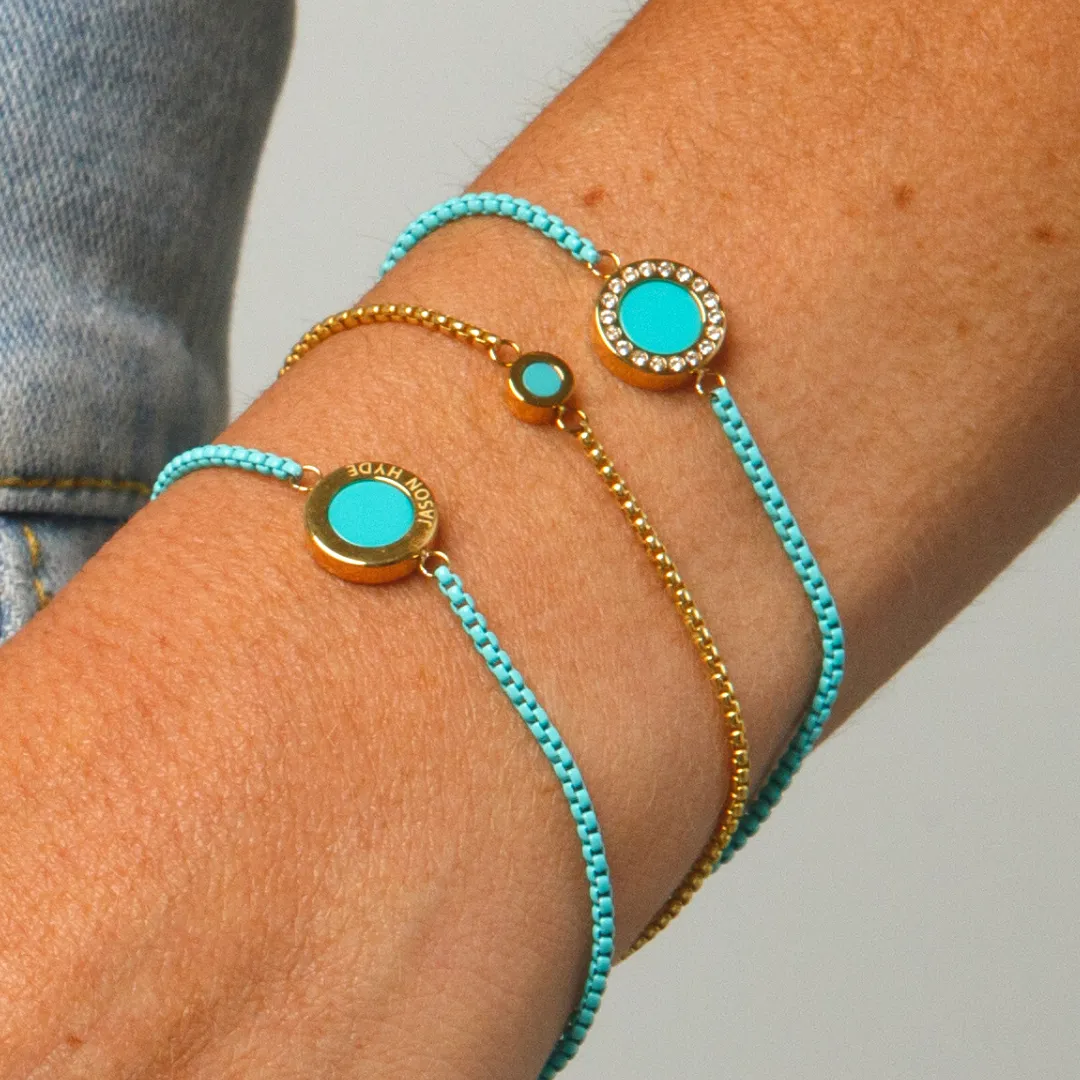 OCEAN TURQUOISE CHAIN TURQUOISE CHIP WITH ZIRCONIA BRACELET