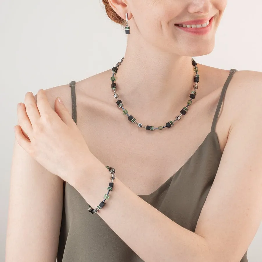 Onyx and Green GeoCube Bracelet