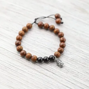 Onyx and Lotus Seed Wrist Mala