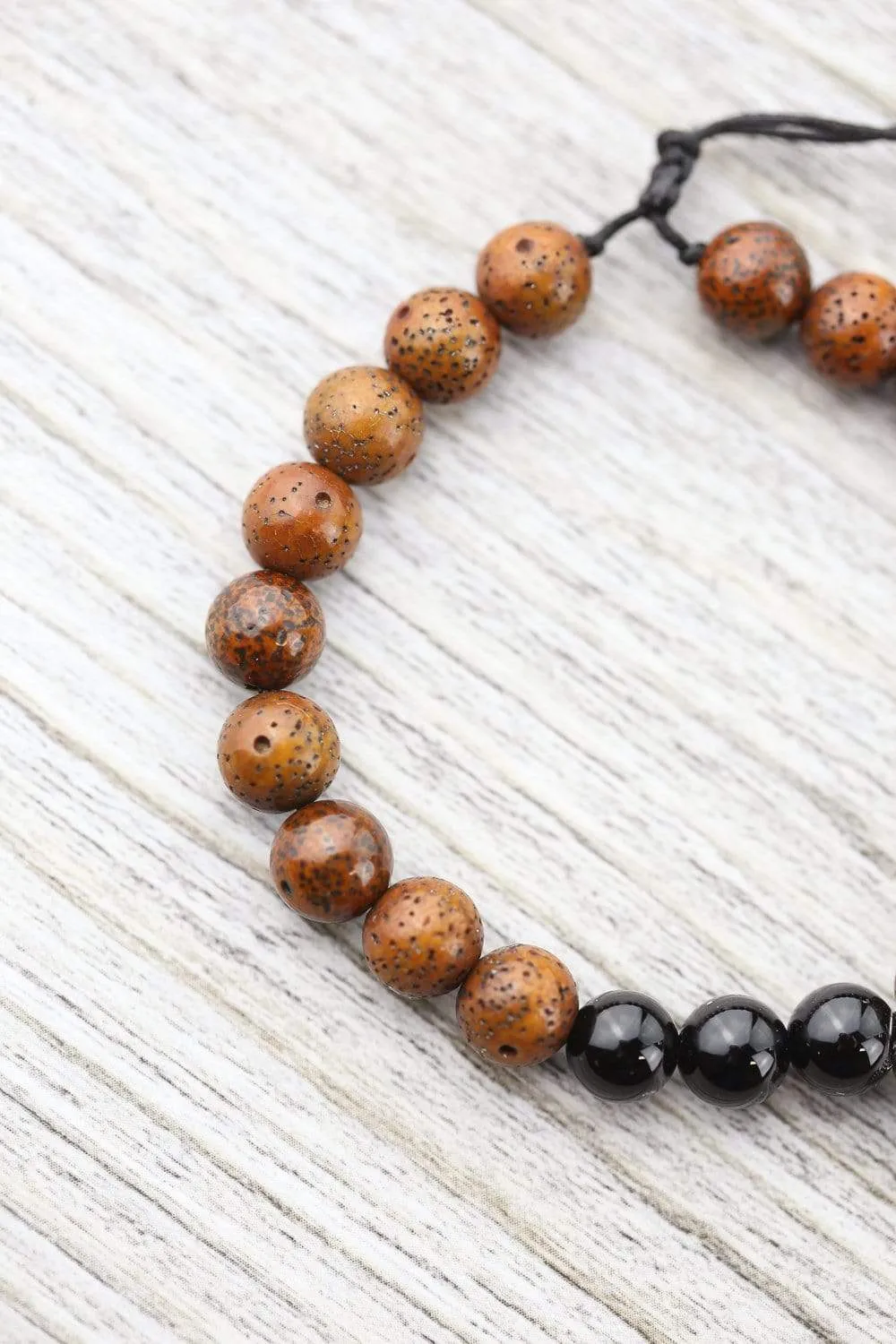 Onyx and Lotus Seed Wrist Mala