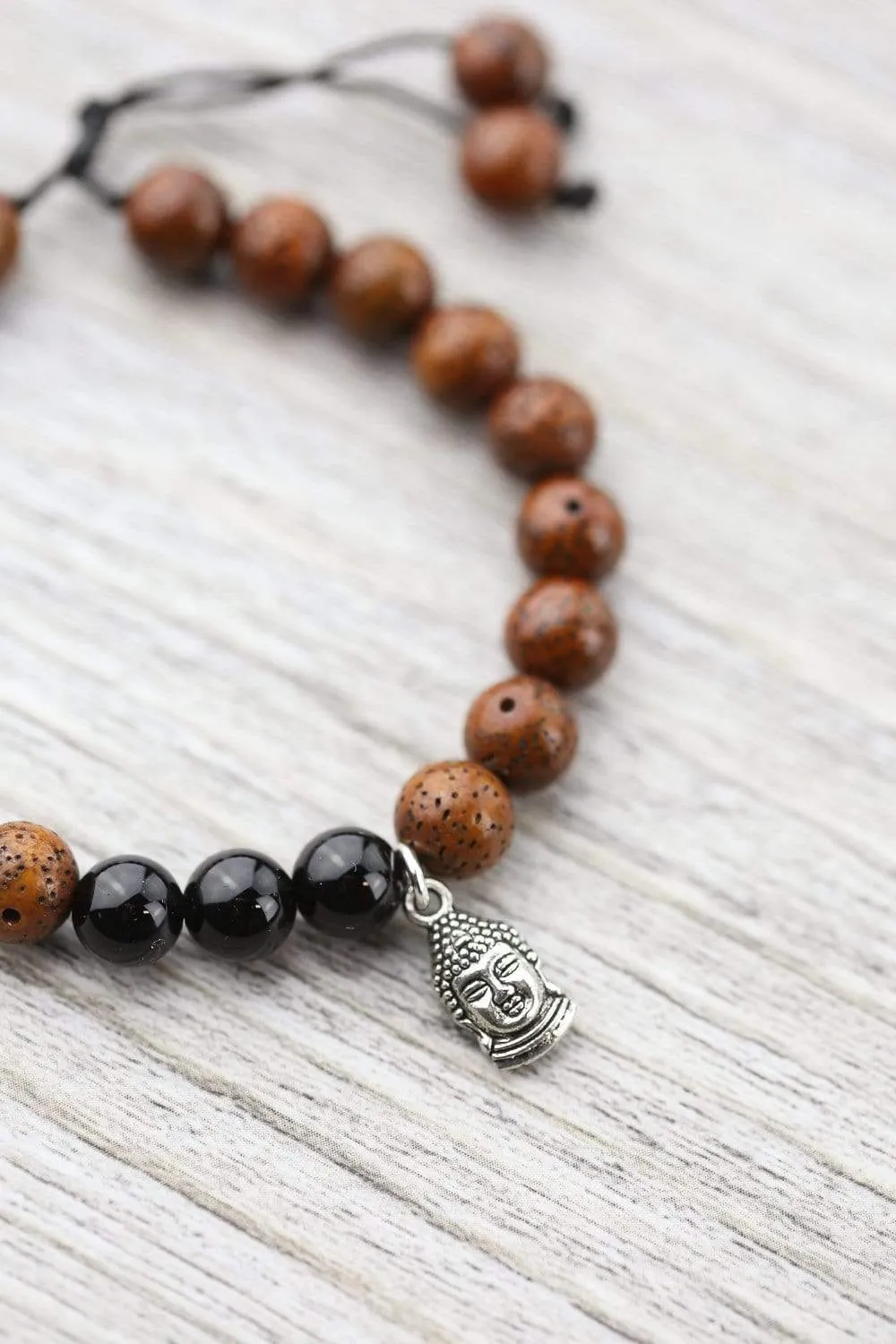 Onyx and Lotus Seed Wrist Mala