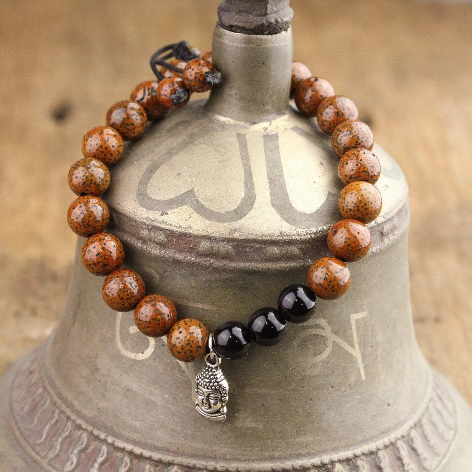 Onyx and Lotus Seed Wrist Mala