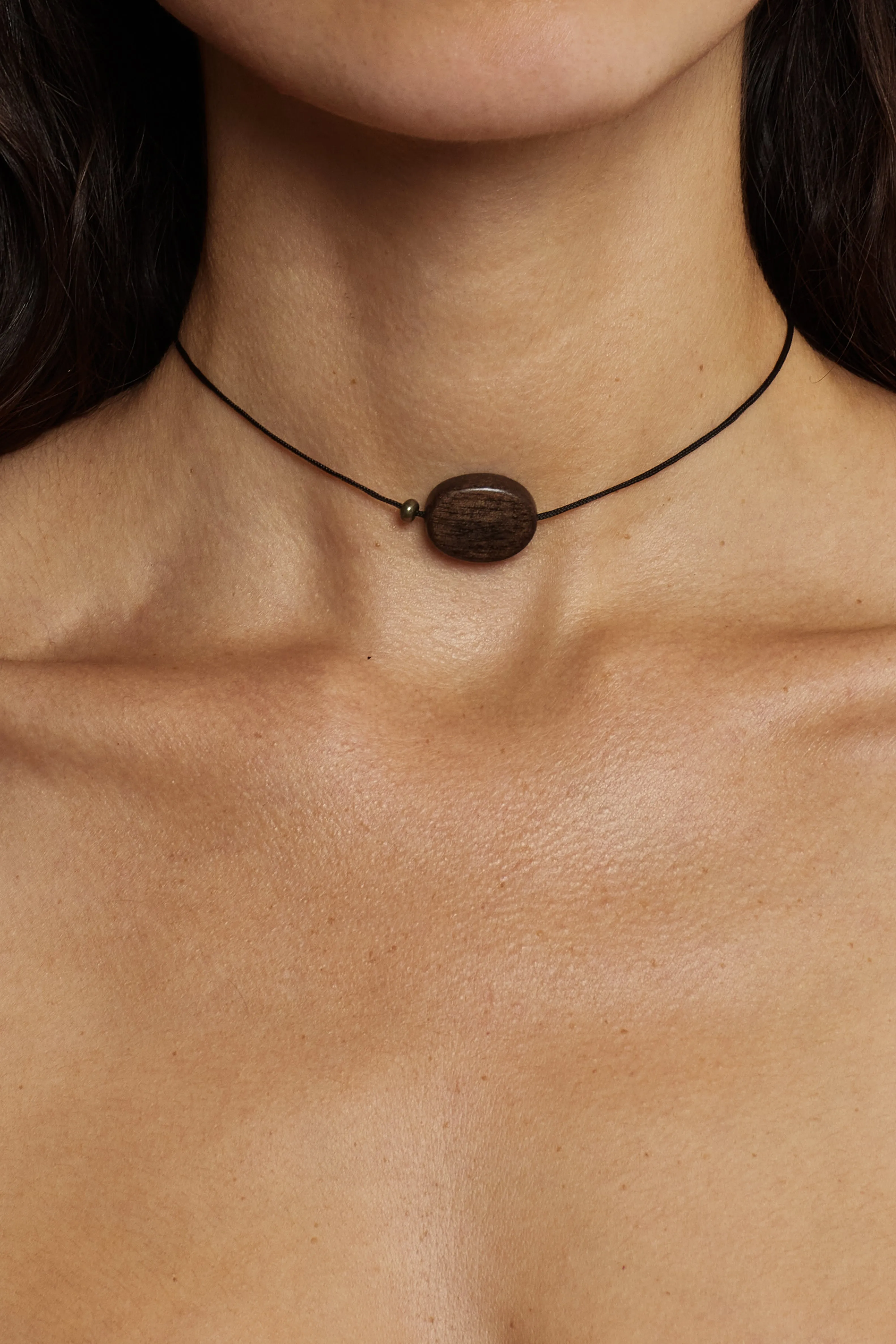 Oval Wood Bead Necklace