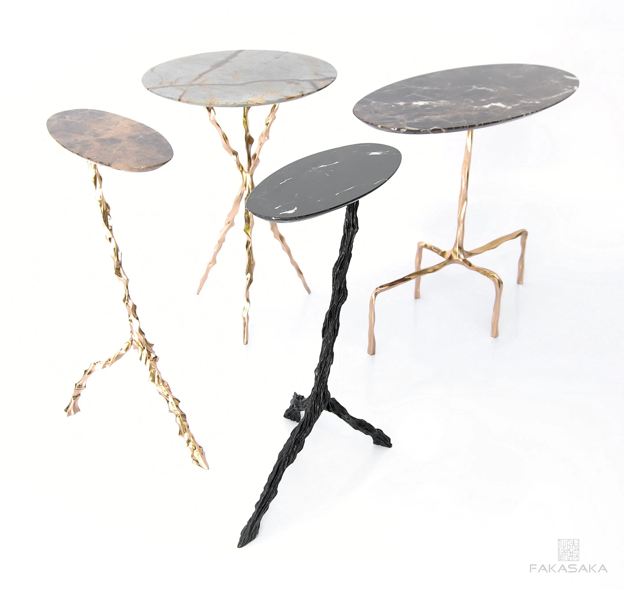 PANCHO DRINK TABLE<br><br>NERO MARQUINA MARBLE<br>DARK BRONZE