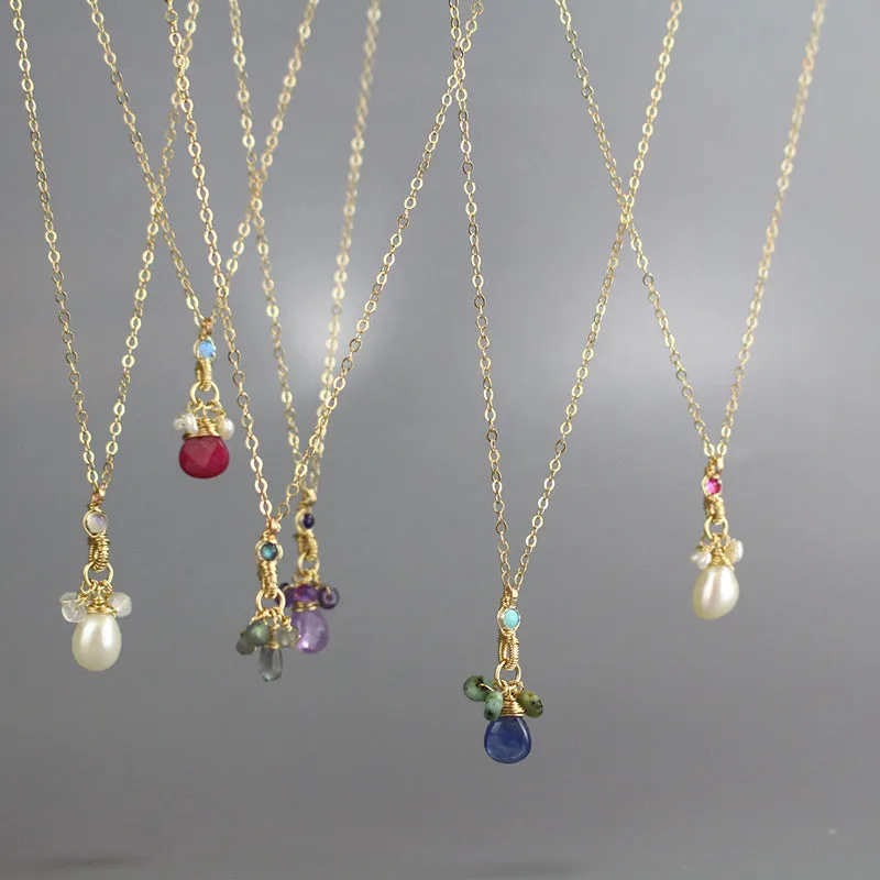 Pink CZ Pearl Drop Necklace