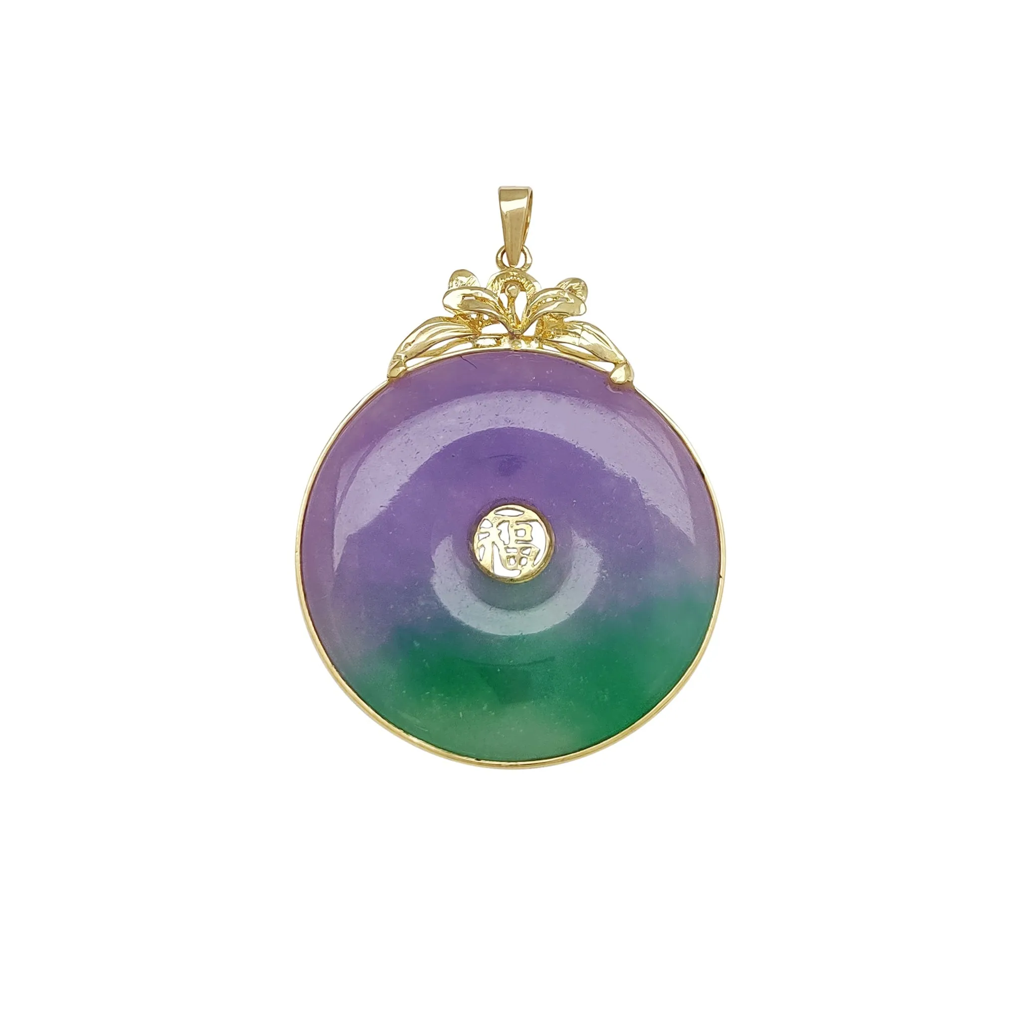"Fortune & Happiness Jade" Disc Pendant (14K)