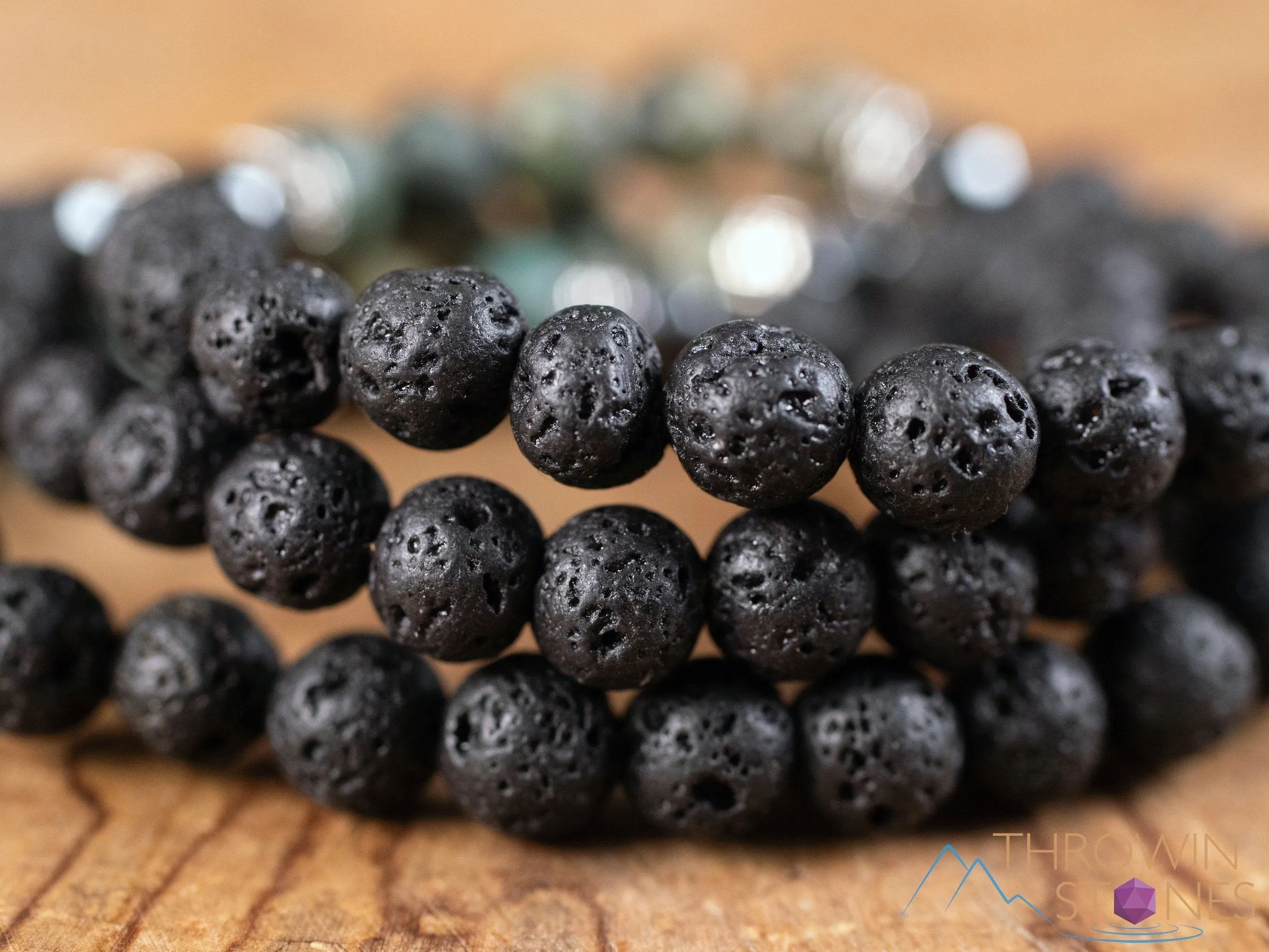 Raw LAVA Rock, TURQUOISE, HEMATITE Crystal Bracelet - Round Beads - Aromatherapy Diffuser Bracelet, Beaded Bracelet, Handmade Jewelry, E2032