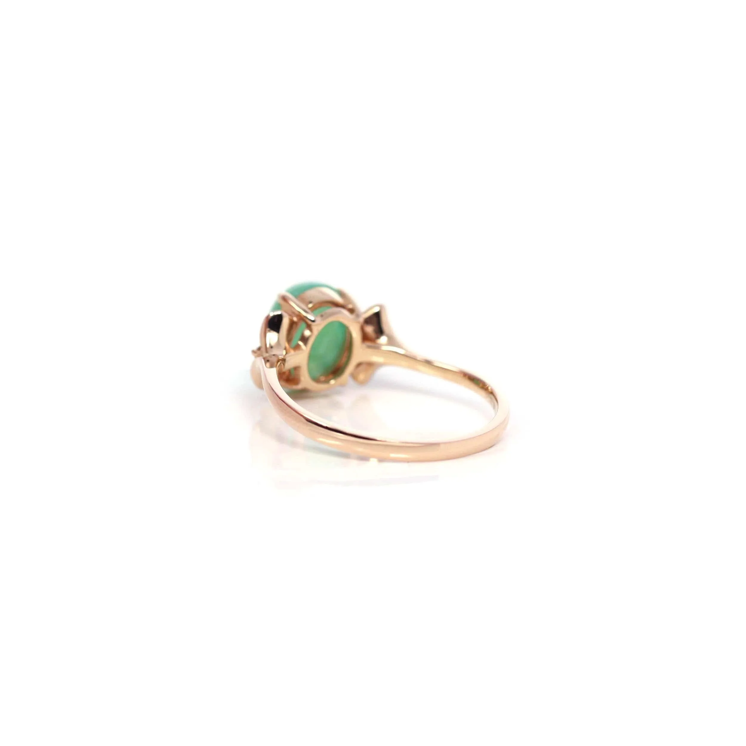 RealJade® Co. "Aretha" 18k Rose Gold Natural Imperial Jadeite Morning Glory Engagement Ring