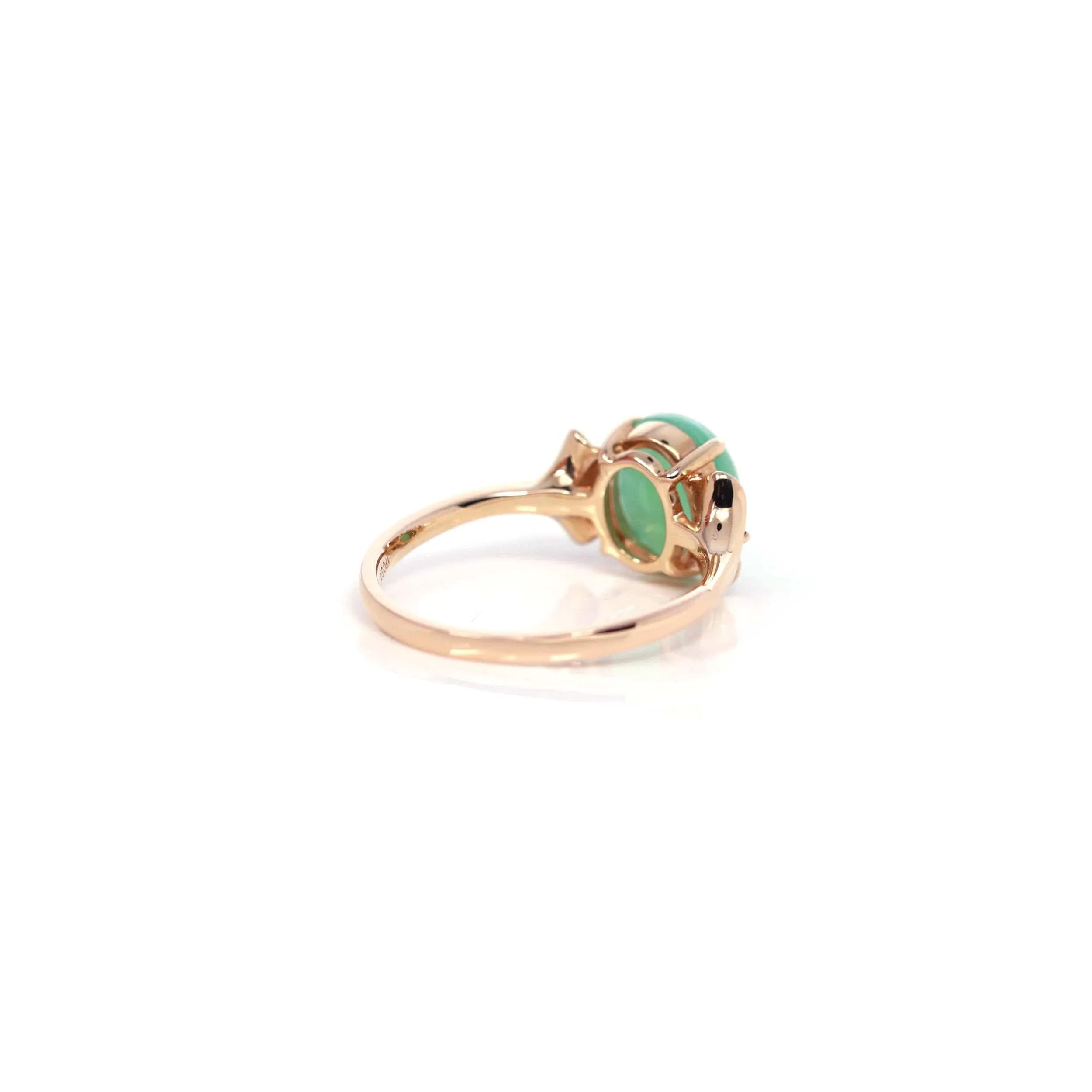 RealJade® Co. "Aretha" 18k Rose Gold Natural Imperial Jadeite Morning Glory Engagement Ring