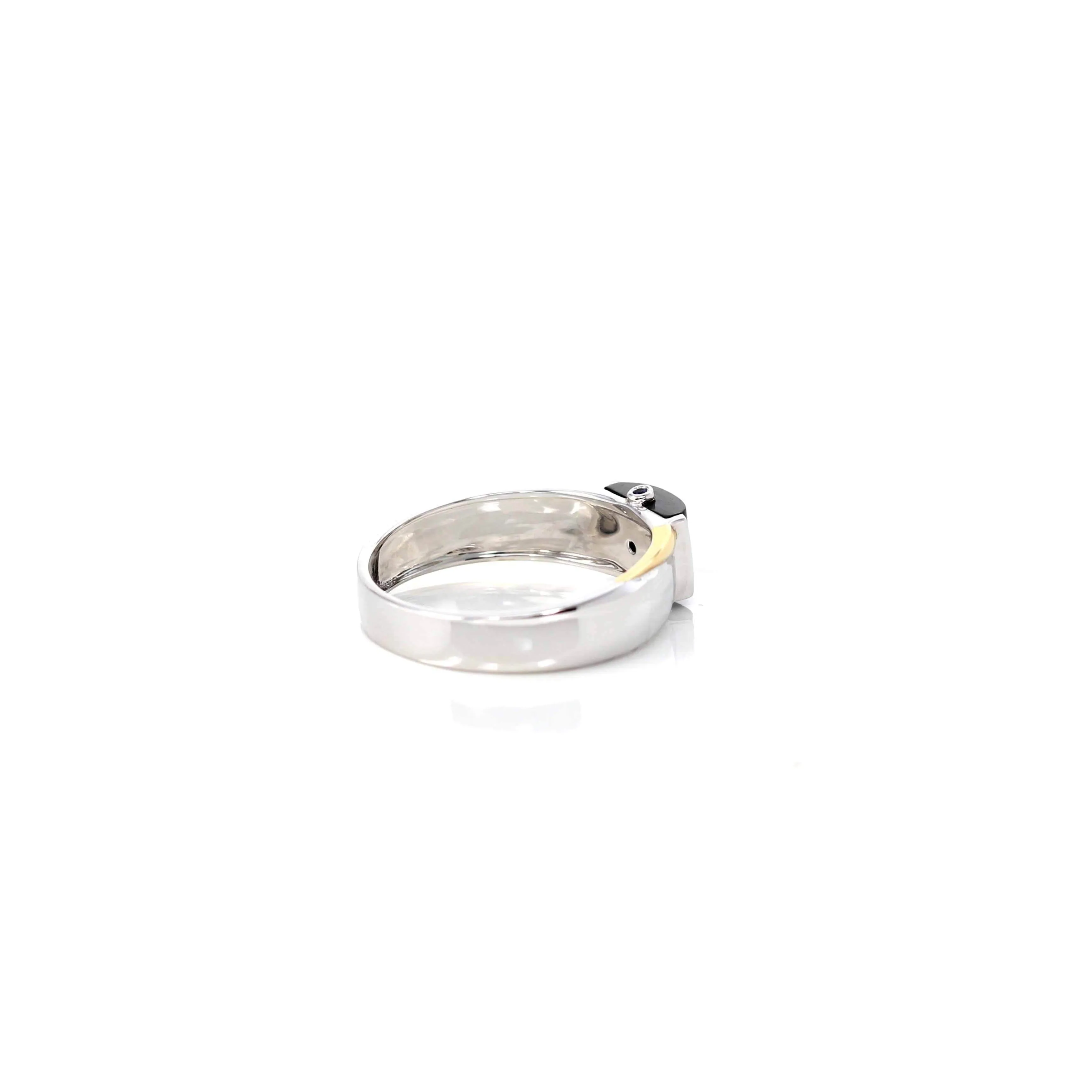 RealJade® Co.™ "Two Tone Half Round" Genuine Burmese Black Jadeite Jade Wedding Band
