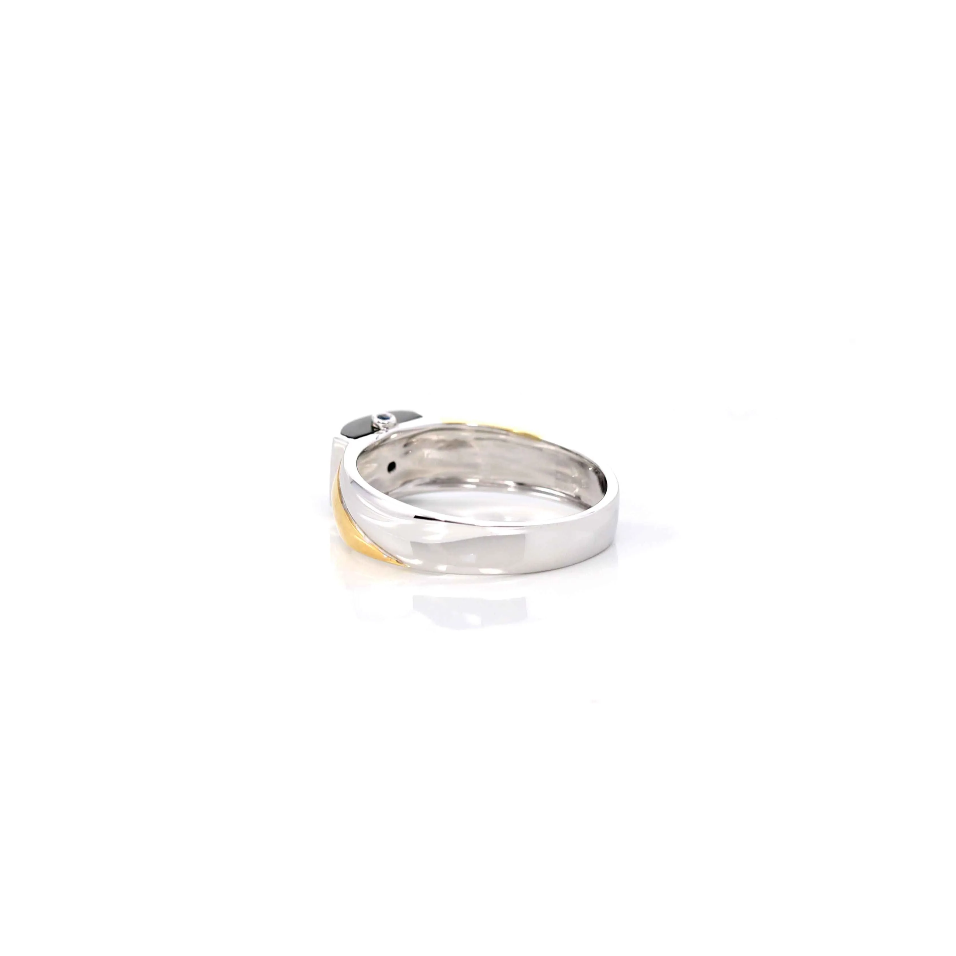 RealJade® Co.™ "Two Tone Half Round" Genuine Burmese Black Jadeite Jade Wedding Band