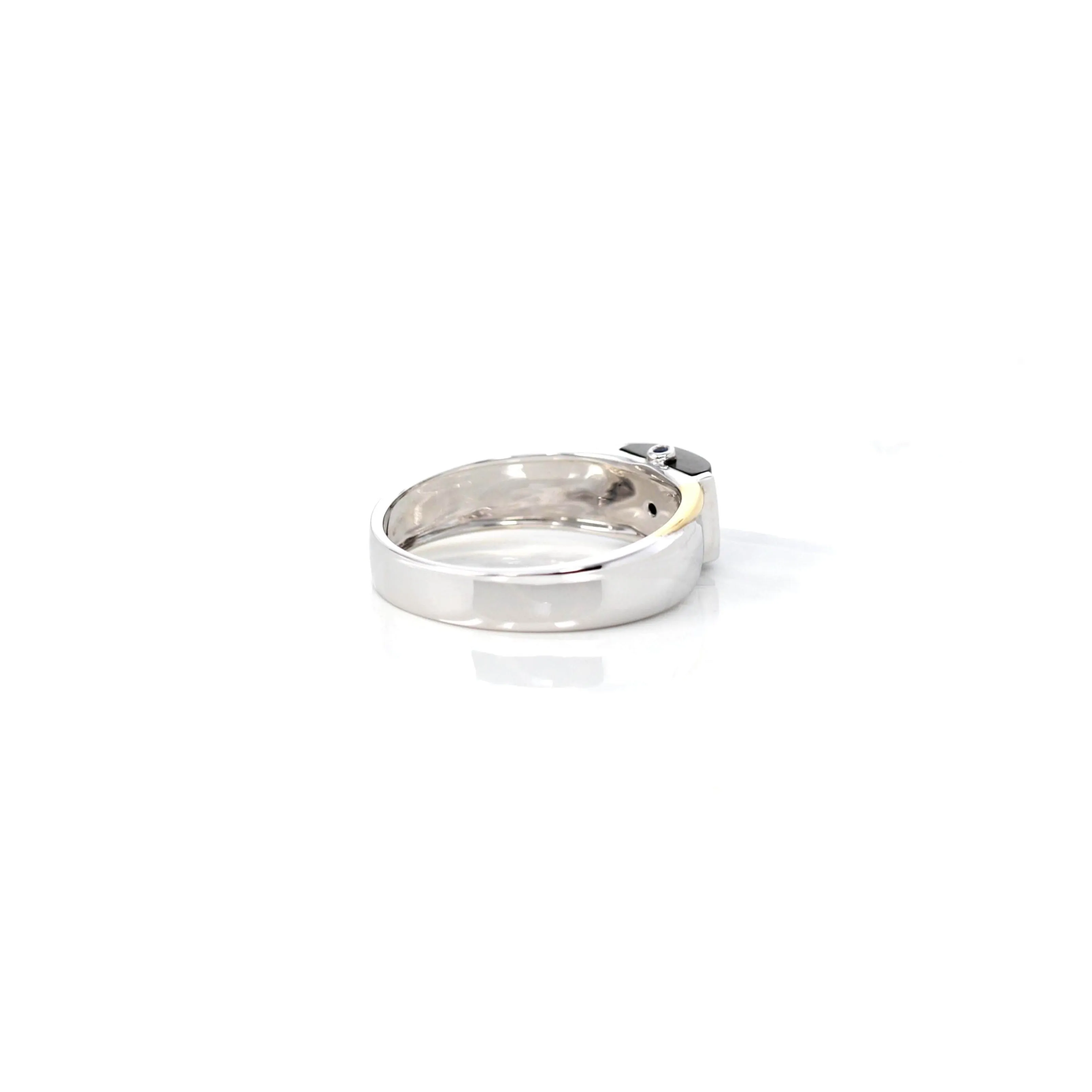 RealJade® Co.™ "Two Tone Half Round" Genuine Burmese Black Jadeite Jade Wedding Band