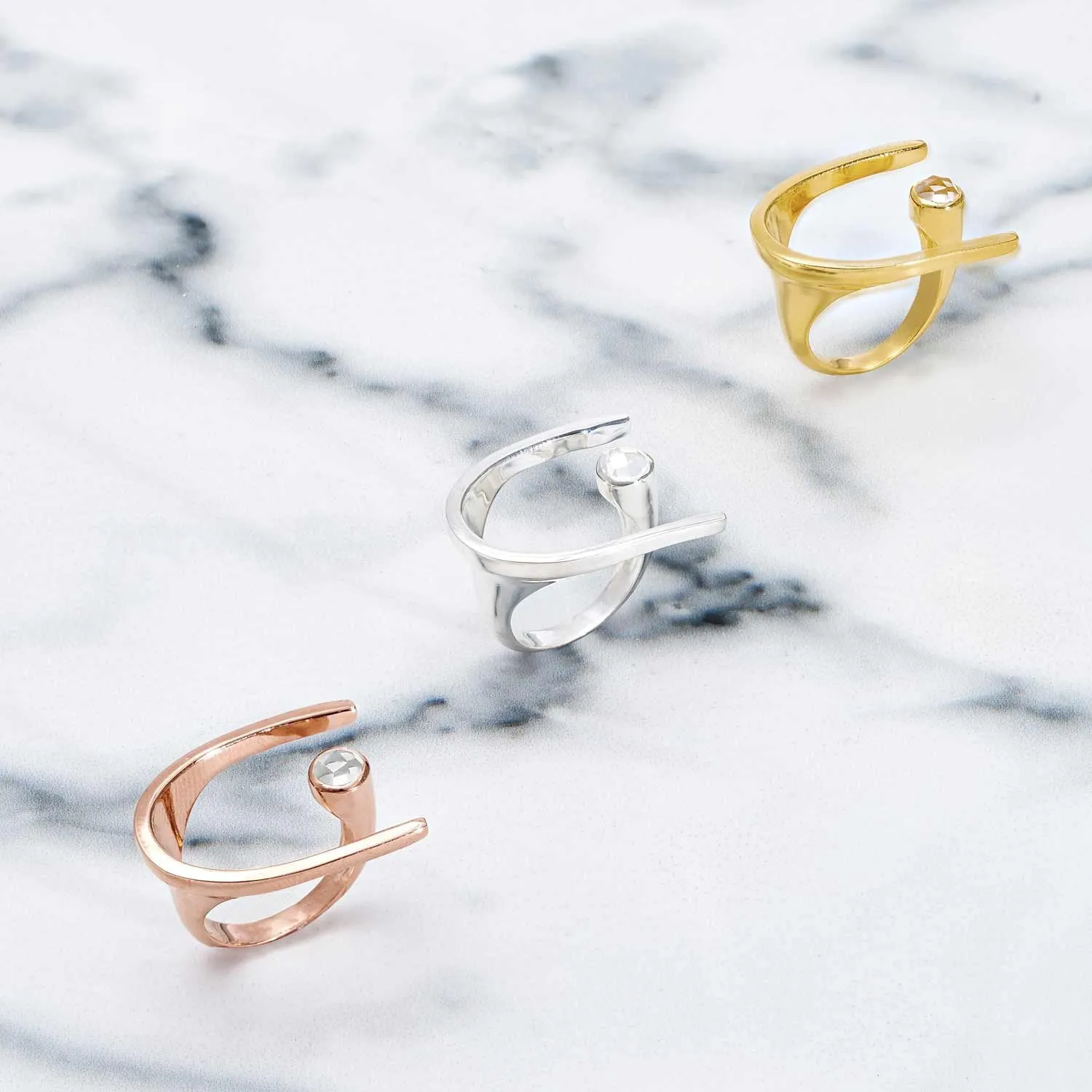Silver Lunaria Cocktail Ring